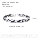 3pcs/set 999 Pure Silver Braided Bangle Bracelet Handwoven Rope Wristband Adjustable Vintage Set Jewelry Gift for Dad, Husband