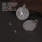 Real 925 Sterling Silver Antique Jewelry Pendant Necklace Bible Verse Praying Hands for Men and Women Round Shape