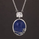 925 Sterling Silver Katherine Daylight Pendant Necklace with Natural Lapis Lazuli Stone The Vampire Diaries Necklace Jewelry