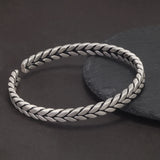 999 Pure Silver Handmade Braided Cuff Bracelet for Women and Men 5.5mm Matte Simple Retro Open Bangle Fashion Party Jewelry