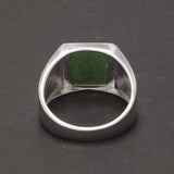 Real 925 Sterling Silver Green Agate Ring for Men Square Shape Natural Gemstone Band Minimalism Jewelry