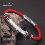 999 Pure Silver Six Words Mantra Tube Charm Rope Bracelet Hand Woven Black Red Braided Bracelet Women Men Retro Jewelry
