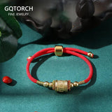 999 Silver Six Words OM Charm Bracelets For Women Men Braided Bracelet Cord Chain Chinese Knots Red Rope Buddhist Prayer Jewelry - GQTORCH Jewelry