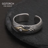 925 Sterling Silver Retro Eight Awn Star Ring for Men and Women Punk Geometric Wedding Band Fashion Vintage Jewelry