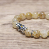 Natural Citrine Beaded Bracelets with 925 Sterling Silver Pixiu Charms Accessories Man and Women Transfer Luck Jewelry