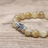 Natural Citrine Beaded Bracelets with 925 Sterling Silver Pixiu Charms Accessories Man and Women Transfer Luck Jewelry - GQTORCH Jewelry