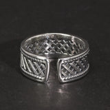 Real 925 Sterling Silver Adjustable US7-10 Ring Men and Women Geometrical Pattern Simple Hollow Design Jewelry