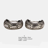 925 Sterling Silver Patterned Ear Hoop Earrings Retro Best Gifts for Men and Women Punk Rock Jewelry