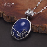 925 Sterling Silver Katherine Daylight Pendant Necklace with Natural Lapis Lazuli Stone The Vampire Diaries Necklace Jewelry