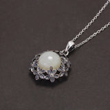 925 Sterling Silver Red Agate or Jade Floral Jewelry Set for Women Begonia Flower Ring Earrings Necklace Elegant Vintage Jewelry