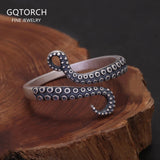 925 Sterling Silver Octopus Tentacle Ring for Women Men Opening Type Squid Finger Rings Gothic Retro Punk Jewelry Accessories