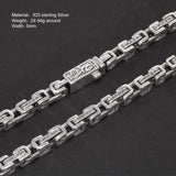 Handmade 925 Sterling Silver Mantra Bracelet Necklace Men and Women Byzantine Sweater Chain Dragon Religious Jewelry - GQTORCH Jewelry
