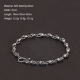 925 Sterling Silver Punk Skull Chain Bracelet Necklace for Men Women Gothic Rock Retro Fashion Party Jewelry Accessories