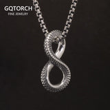 925 Sterling Silver Infinite Mobius Symbol Snake Pattern Pendant Necklace Personalized 8-Shaped Animal Fine Jewelry