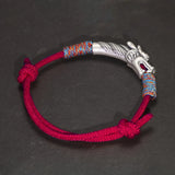 Handwoven 999 Sterling Silver Charm Lucky Red String Bracelet Dragon Men and Women's Jewelry