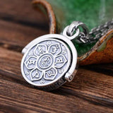 925 Sterling Silver Jewelry Six Words Pendant Om Mani Padme Hum Rotatable Shifting Lucky Vintage Buddha Jewelry - GQTORCH Jewelry