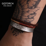 3pcs/set Solid 999 Silver Heart Sutra Lotus Open Bangle Tibetan Buddhist Handwoven Rope Knot Bracelet Vintage Lucky Jewelry
