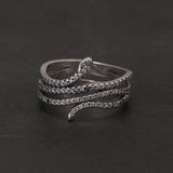 100% 925 Sterling Silver Retro Snake Ring for Women Micro Inlaid Zircon Fashion Animal Rings Punk Party Jewelry Accessories