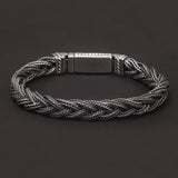 22cm Genuine S925 Silver Twisted Bracelet for Men Hand-woven Foxtail Chain Vintage Retro Punk Stylish Jewelry