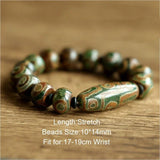Real Natural Onyx Beaded Bracelets With Dzi Bead Evil Eye For Women Men Natural Stone Antique Retro Tibetan Buddhism Jewelry - GQTORCH Jewelry