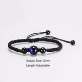 Blue Tiger Eyes Natural Stone Bead Bracelet 3 Colors Red String Braiding Couple Bracelets for Men Women Adjustable Length - GQTORCH Jewelry