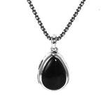 925 Sterling Silver Pendant Openable Inlaid Black Agate Pendant Ladies Vintage Gift Jewelry