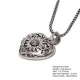 Sunflower Heart Shaped Locket Necklace That Holds Pictures Photo Keep Someone Near to You 925 Sterling Silver Custom Jewelry