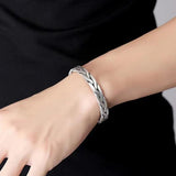 Heavy Solid 999 Pure Silver Twisted Bangles For Men Women Handcrafted Viking Armband Man Cuff Bangles - GQTORCH Jewelry
