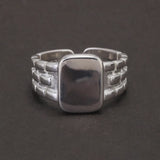 925 Sterling Silver High Polished Plain Signet Ring for Women Men's Pinky Band Ring Adjustable Retro Fashion Jewelry