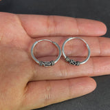 19mm 925 Sterling Silver Circle Hoop Earrings for Women Steampunk Round Earring With Peace Lines Fine Jewelry