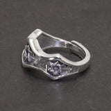 S925 Sterling Silver Retro Star of David Ring Punk Hip Hop Adjustable US 6-11 Hexagram Ring Motorcycle Amulet Jewelry