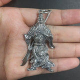 925 Sterling Silver Solid 3D Guan Yu Pendant Antique Retro Type God of Wealth Lucky Evil Religious Pendant Gift Jewelry