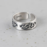 S925 silver retro Thai silver matte silver ring wholesale Xiangyun grain fettuccine ring