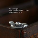 New Design Vintage Adjustable S925 Silver Jewelry  Resizable Size Red Garnet Creative Animal Frog Ring Foe Men And Women