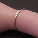 925 Sterling Silver Small Bead Braided Rope Bracelet Anklet for Women Men Grey Red Black Thin Friendship Bracelet Trendy Jewelry