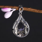 Semi-Precious Stone Amethyst Lucky Pendant Real Silver 925 Jewelry For Women Geometrical Fine Jewelry