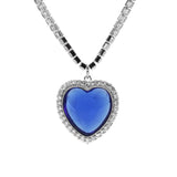 Real 925 Sterling Silver The Heart of the Ocean Necklace Blue Created Diamond Zircon Titanic Pendant Sweater Chain Adjustable