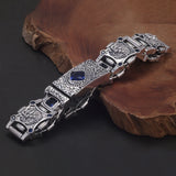 22cm 925 Sterling Silver Lion Bracelet for Men Blue Zircon Thick Punk Domineering Luxury Designer Jewelry Gift Clearance Sale