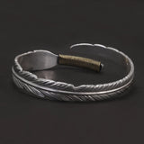 999.9 Pure Silver Bohemia Feather Cuff Bracelet for Men Women Retro Punk Vintage Wrist Open Bangle Party Jewelry Gift