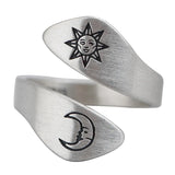 S925 Sterling Silver Ring for Men And Women Retro Simple Creative Opening Sun Moon Silver Jewelry Women's Jewelry