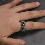 S925 Sterling Silver Retro Hollow Ring with Gold Six-pointed Star Opening Type Thai Silver Jewelry