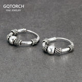 925 Sterling Silver Hoop Earrings for Women  Round Circle Retro Vintage Antique Style Women's Jewelry