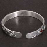 999 Sterling Silver Carp Bangle For Women Fish Plays Lotus Inlaid Red Agate Heart Sutra Classic Buddhist Jewelry