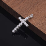 925 Sterling Silver Cross Pendant Necklace Box Chain Full Pave Zircon Sparkling Hiphop Punk Retro Fashion Unisex Jewelry