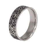 Vintage 925 Sterling Silver Wedding Band Ring with Tangcao Pattern for Men and Women Christmas Party Jewelry Gift Accessories