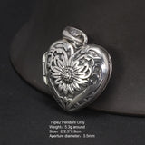 Vintage Thai Silver 925 Sterling Heart Shaped Lockets Pendant Aromatherapy Antique Hollow Flower Natural Stone Fine Jewelry