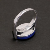 Real Pure 925 Sterling Silver Turkish Ring for Men and Women Prong Setting Black Agate Lapis Lazuli Malachite Jewelry