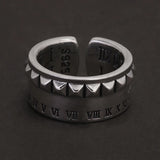 925 Sterling Silver Retro Roman Numerals Ring for Men Women Adjustable Fashion Vintage Wedding Band Punk Rock Jewelry