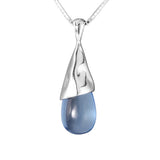 Real 925 Sterling Silver Opal Blue Water Drop Necklace for Women Luxury Elegant Trendy Jewelry