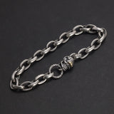 Real 925 Sterling Silver Skull Bracelet for Men Retro Antique Simple Chain Punk Jewelry Free Shipping Items